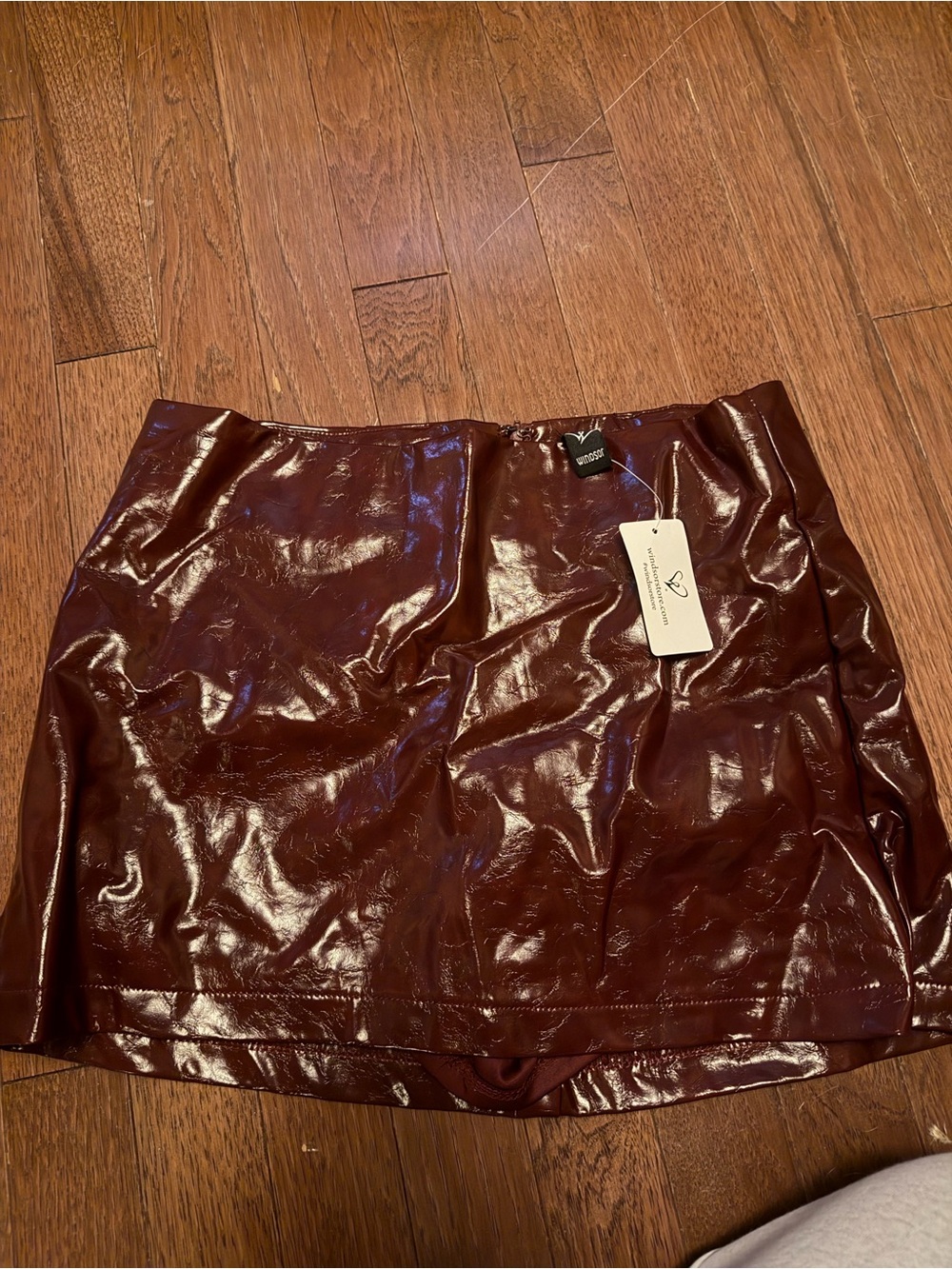 Windsor Glossy Wine Vinyl Mini Skirt